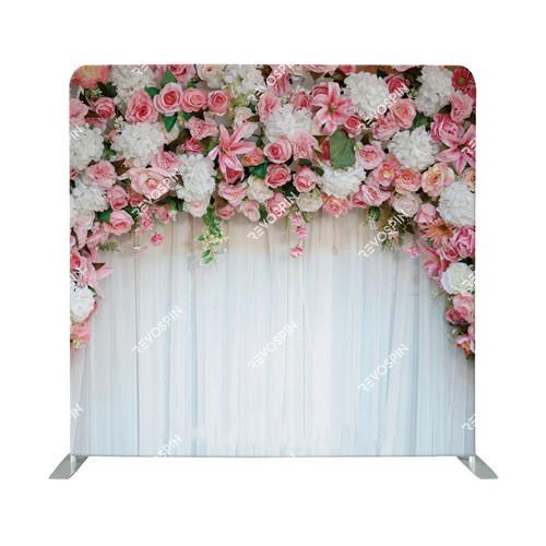 Pink Flowers for Wedding Tension Backdrop - VS Booths 360