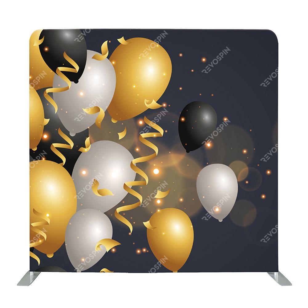 Black and Gold Balloon Tension Backdrop - VS Booths 360