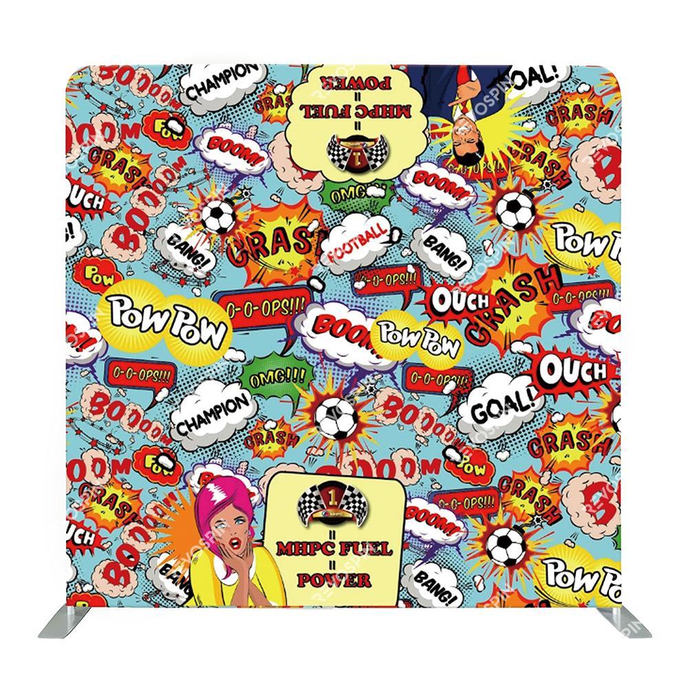 Comic Action Words Tension Backdrop - VS Booths 360