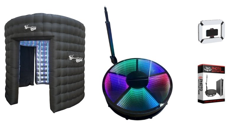 REVOSPIN INFINITE LED RAL-6 ROUND 360 PHOTO BOOTH ELITE PACKAGE (AUTOMATIC SPIN) - VS Booths 360